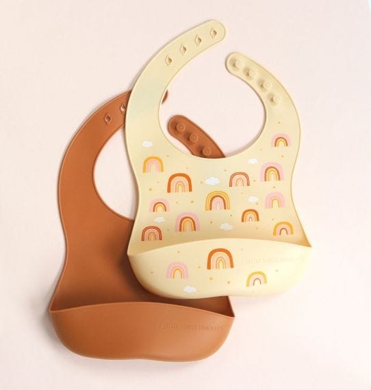 Little Lovely Set of 2 Silicone Bibs - Rainbows