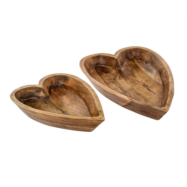 Indaba - Wooden Carved Heart Bowl L