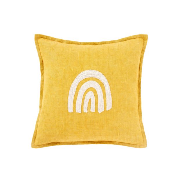 Indaba - Rainbow Yellow Linen Pillow 14'' x 14''