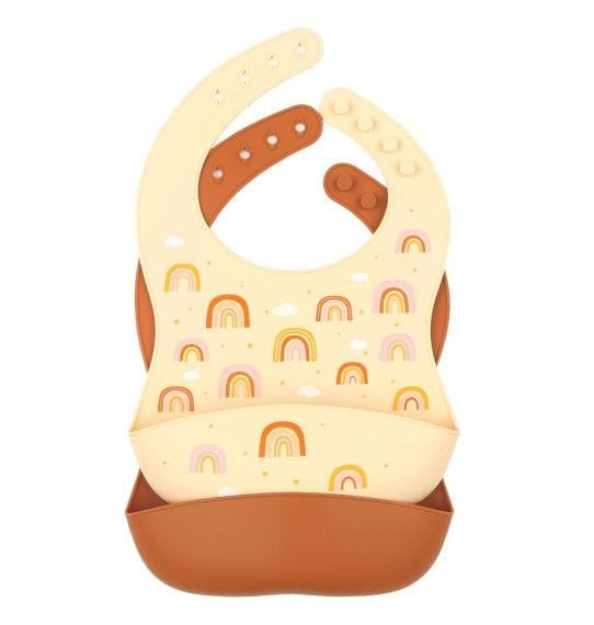 Little Lovely Set of 2 Silicone Bibs - Rainbows
