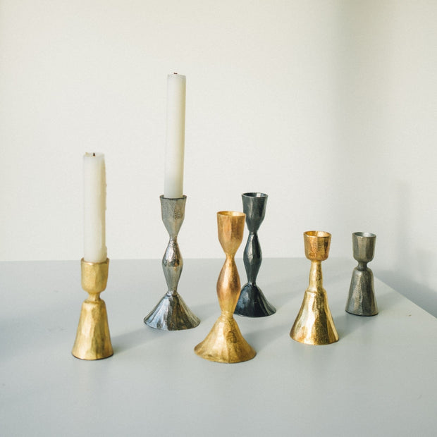 Indaba - Zora Forged Candlestick in Gold - Large