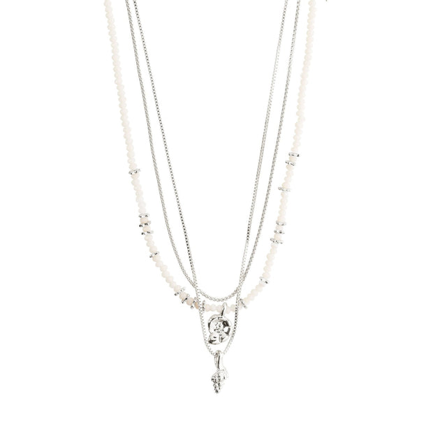 Pilgrim - Sea 3-in-1 Necklace Set in White and Silver