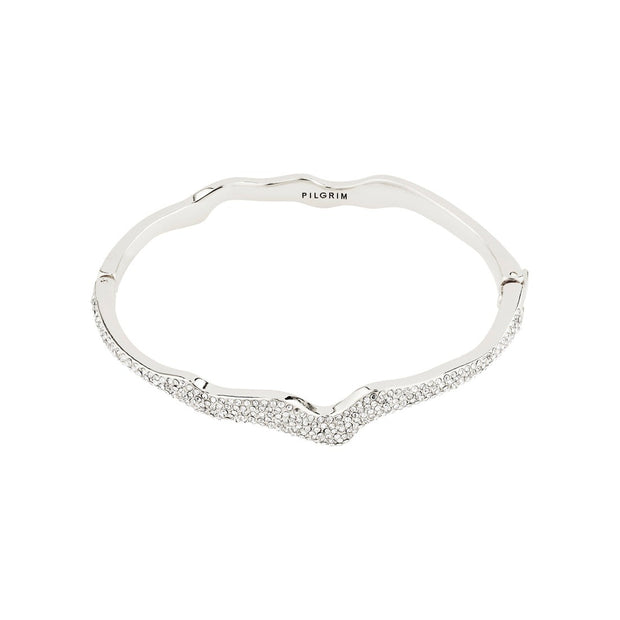 Pilgrim - Connect Recycled Crystal Bangle Bracelet in Silver