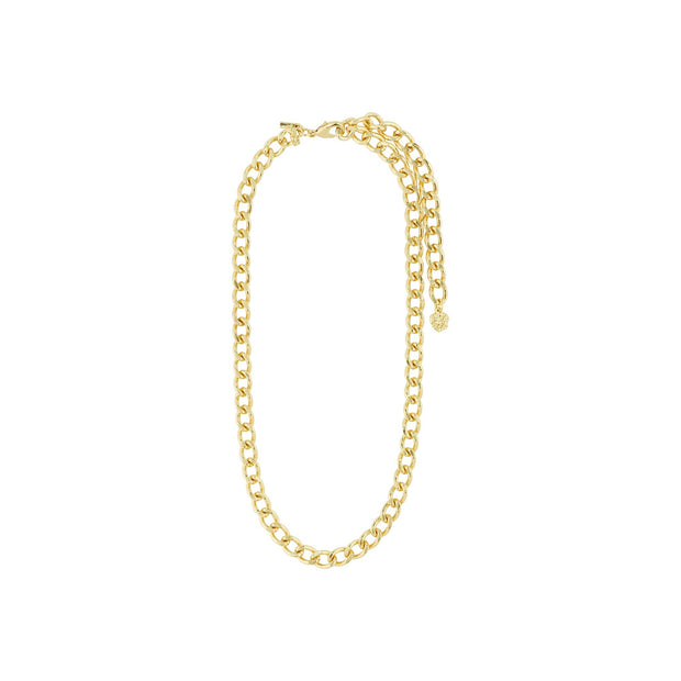 Pilgrim Recycled Curb Chain Charm Necklace - Gold Plated