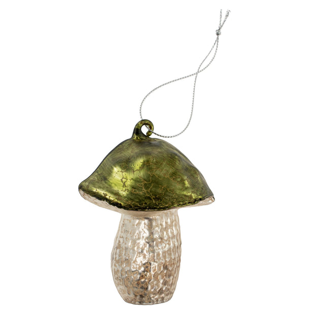 Indaba - Green Glass Mushroom Ornament