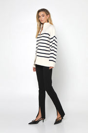 Madison The Label Addie Knit Jumper White & Navy Stripe