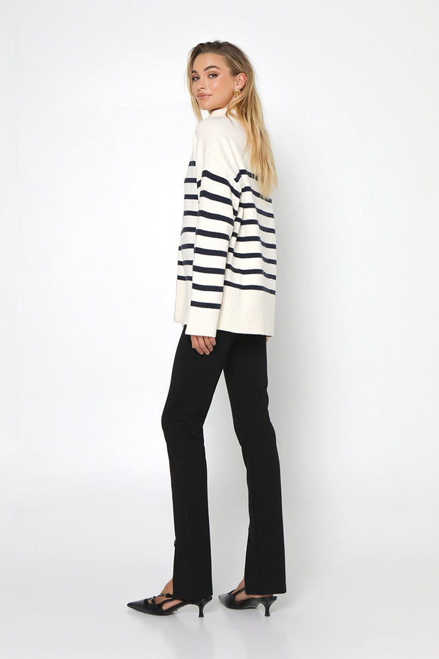 Madison The Label Addie Knit Jumper White & Navy Stripe