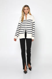 Madison The Label Addie Knit Jumper White & Navy Stripe