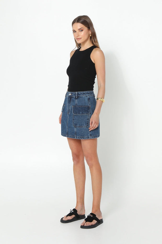 Madison The Label Darcy Mini Skirt in Blue