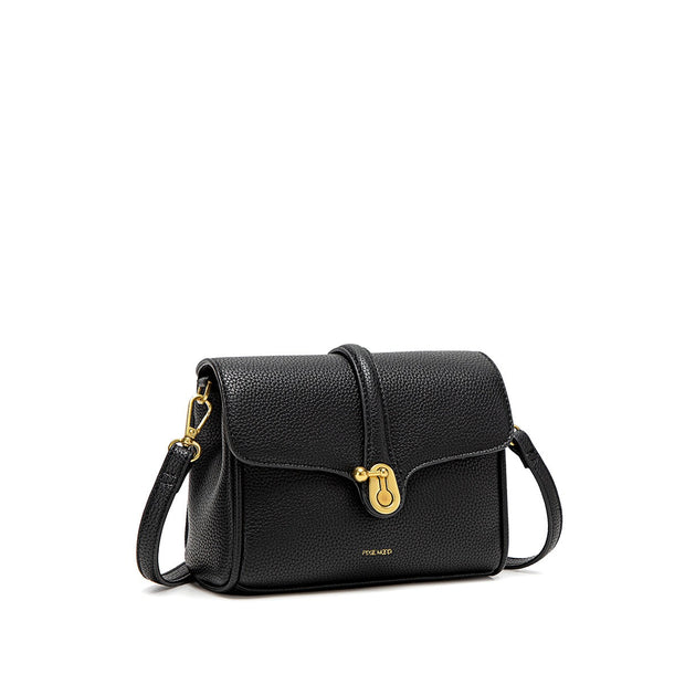 Pixie Mood - Lock Crossbody in Pebbled Black