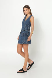 Madison The Label Simmi Denim Vest in Blue