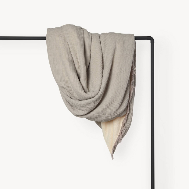 Pokoloko Crinkle Fleece Lined Throw - Grey