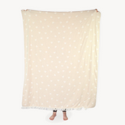 Pokoloko Fleece Lined Throw - Have a Heart in Beige