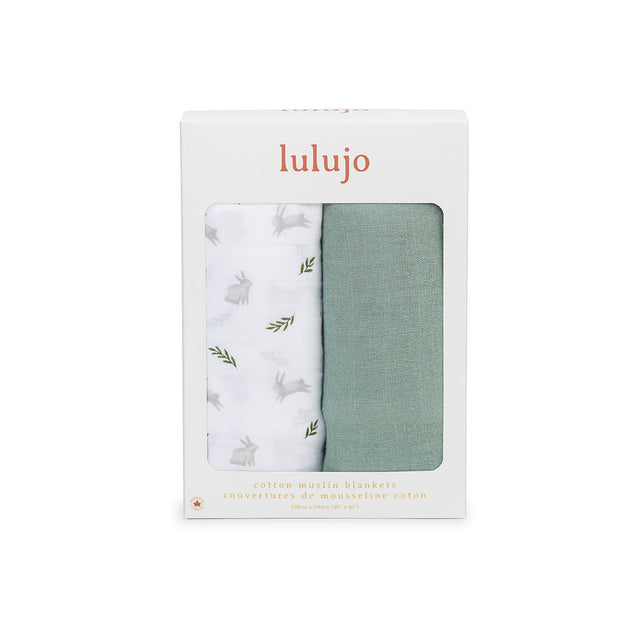 Cotton Muslin Swaddle Blankets - 2 pack - Bunnies & Fern