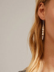 Pilgrim - Berthe Pearl Chain Earrings Silver Plated