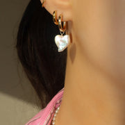 Leah Alexandra - Earrings Amelia Pearl Heart Hoops Pearl + Gold