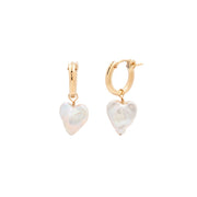 Leah Alexandra - Earrings Amelia Pearl Heart Hoops Pearl + Gold