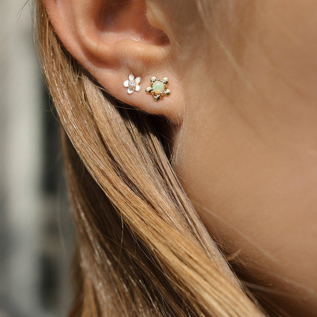 Leah Alexandra Daisy Stud Earrings - Opal & Gold