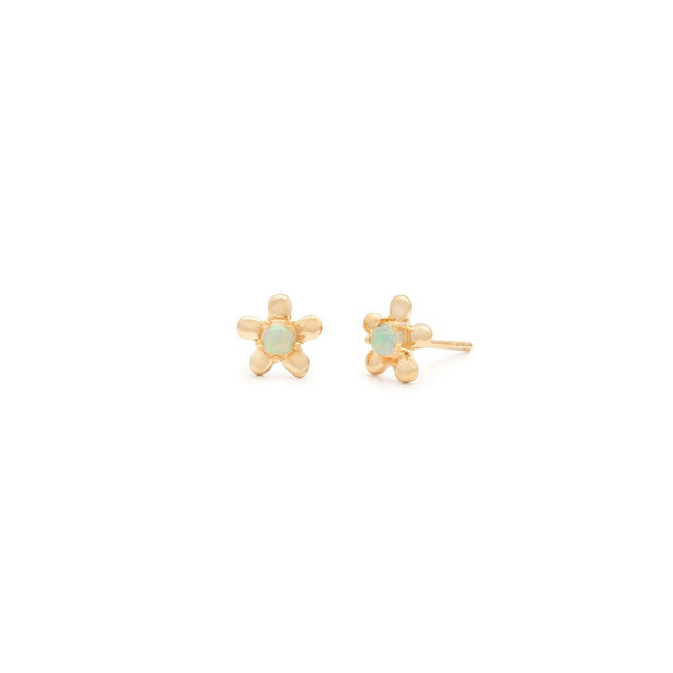 Leah Alexandra Daisy Stud Earrings - Opal & Gold