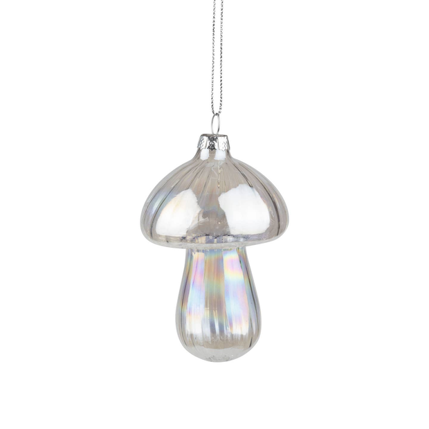 Silver Tree - Iridescent  Glass Mushroom Ornament