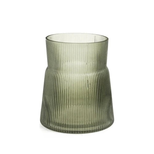 ADV - Small Green Ribbed Vase
