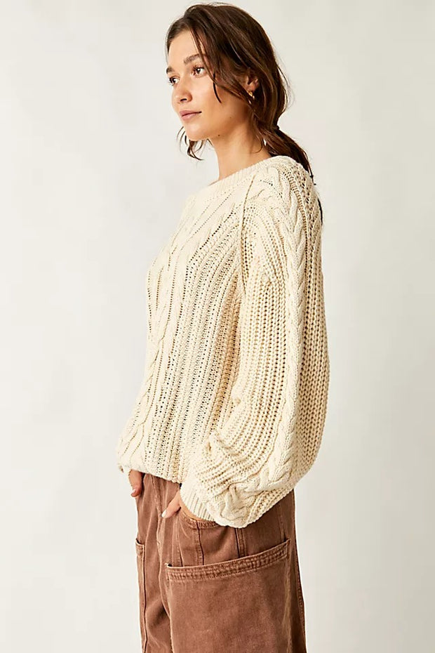 Free People - Frankie Cable Sweater in Ivory