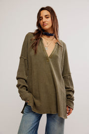 Free People -  We The Free Travis Polo in Military Olive