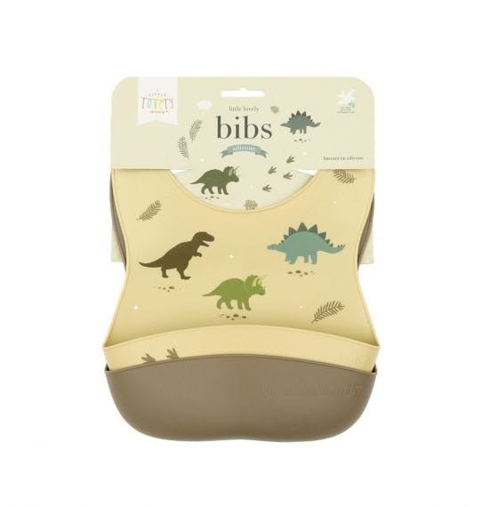 Little Lovely Set of 2 Silicone Bibs - Dinosaurs