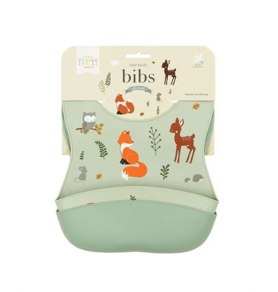 Little Lovely Set of 2 Silicone Bibs - Forest Friends