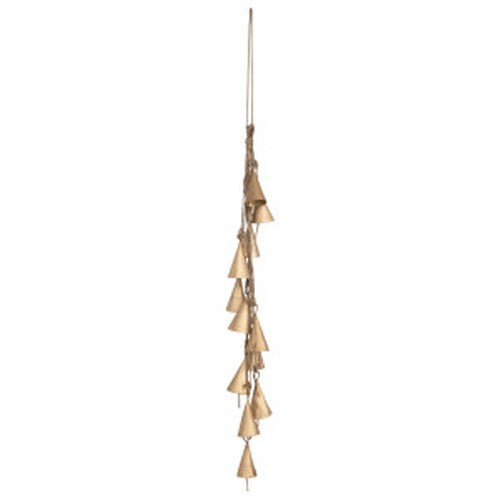 Creative Co-Op - Hanging Metal Bell Cluster w/ Jute Rope