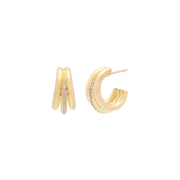 Leah Alexandra Triplette Pave Hoop Earrings - CZ & Gold