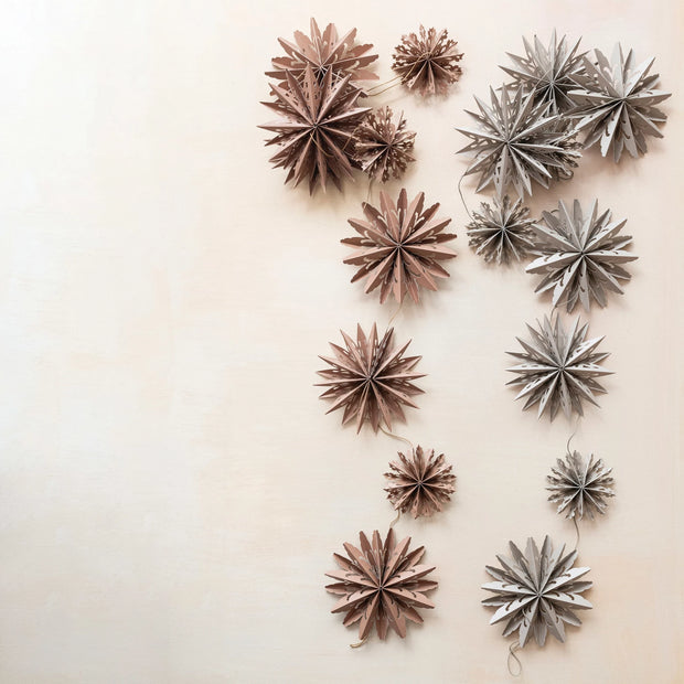 Creative Co-Op - Recycled Paper Folding Snowflake Garland - Brown