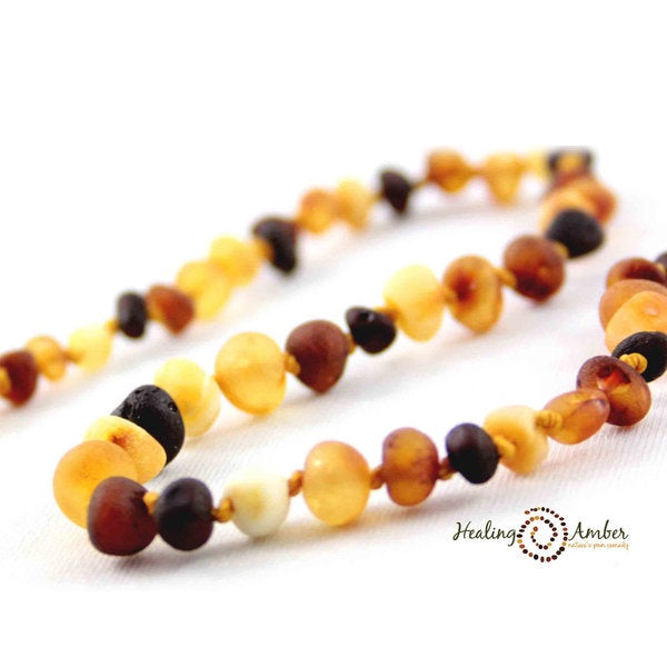 Healing Amber - 11" Necklace Raw Multi (Clasp)