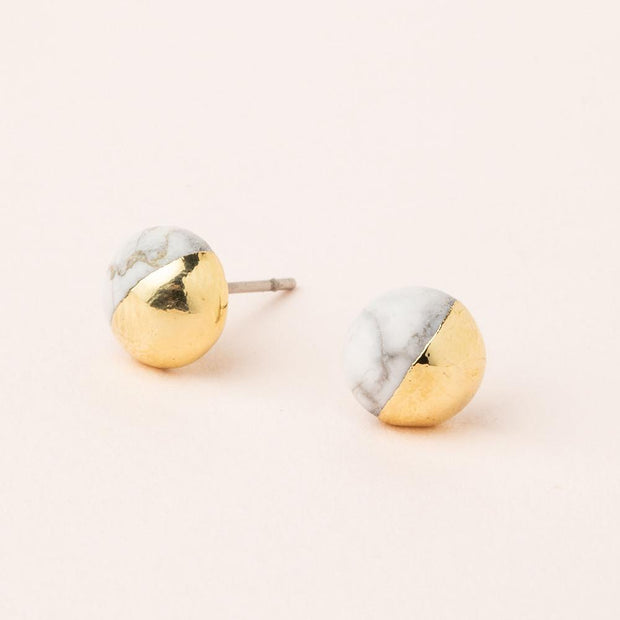 Scout Curated Wears - Earrings Dipped Stud Howlite / Gold