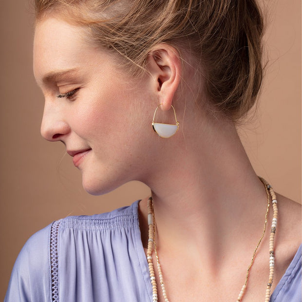 Scout Curated Wears - Earrings Stone Prism Hoops Opalite / Gold