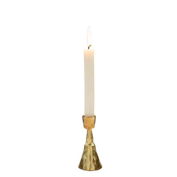 Indaba - Zora Forged Candlestick in Gold - Medium