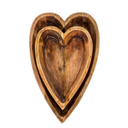 Indaba - Wooden Carved Heart Bowl L