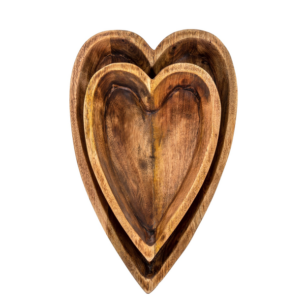 Indaba - Wooden Carved Heart Bowl S