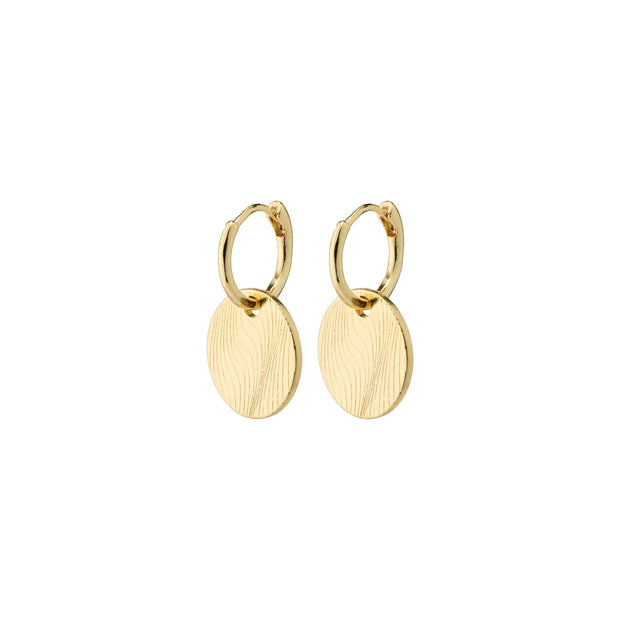 Pilgrim - Coin Hoop Earrings Love Gold Plated