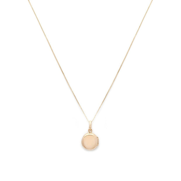 Leah Alexandra Petite Round Spark Locket Necklace  14k Gold & Diamond