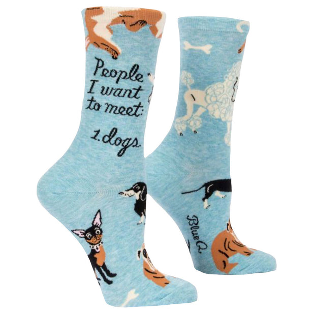 Blue Q - Women's Crew Socks People I Want To Meet 1.Dogs