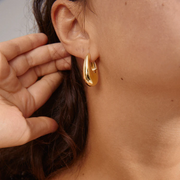 Pilgrim - Autumn Gold Plated Chunky Retro Hoop Earrings