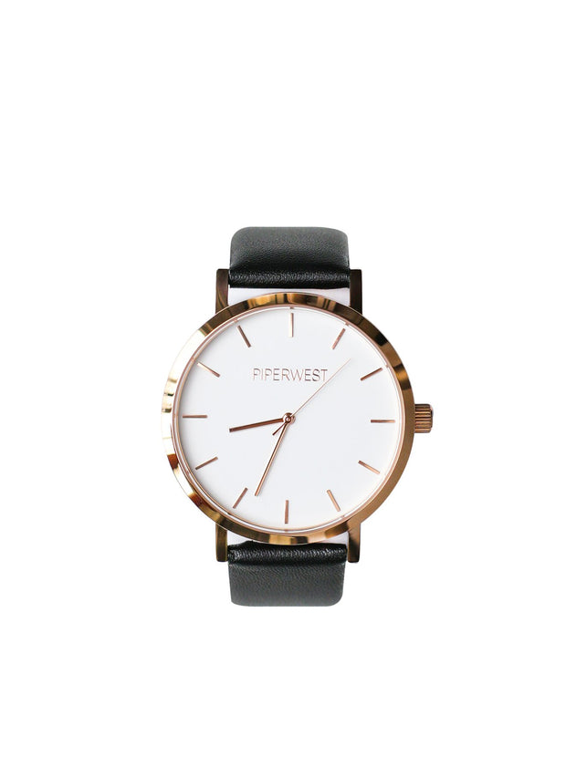 PiperWest - Classic Minimalist 42mm in Rose Gold and Black