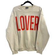 Loop Lifestyle "Lover" Oversized Crew - Beige with Red