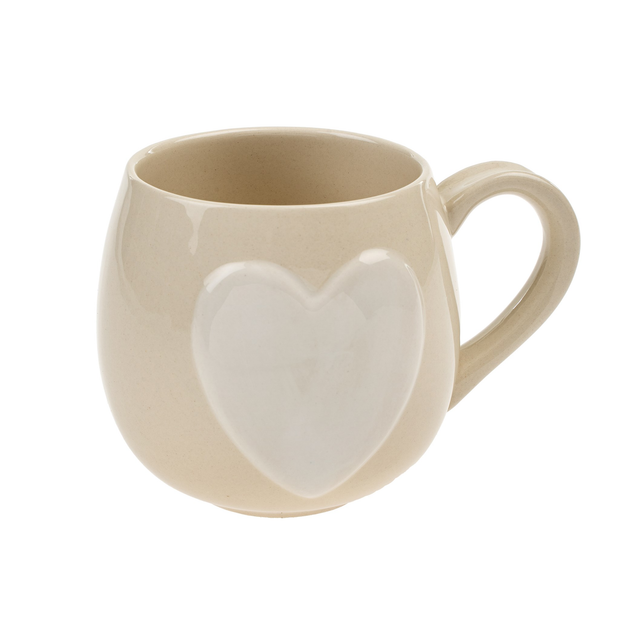 Indaba - Big Heart Mug, Cream/White
