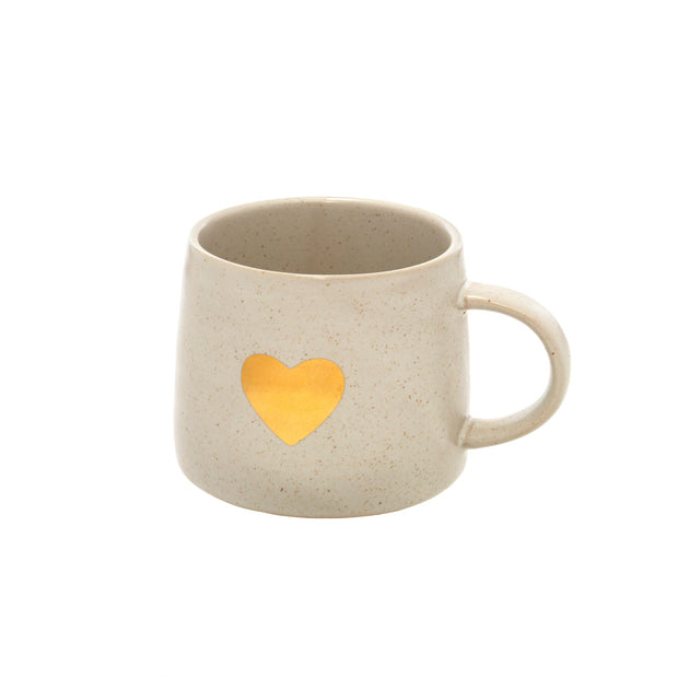 Indaba - White with Gold Heart Mug