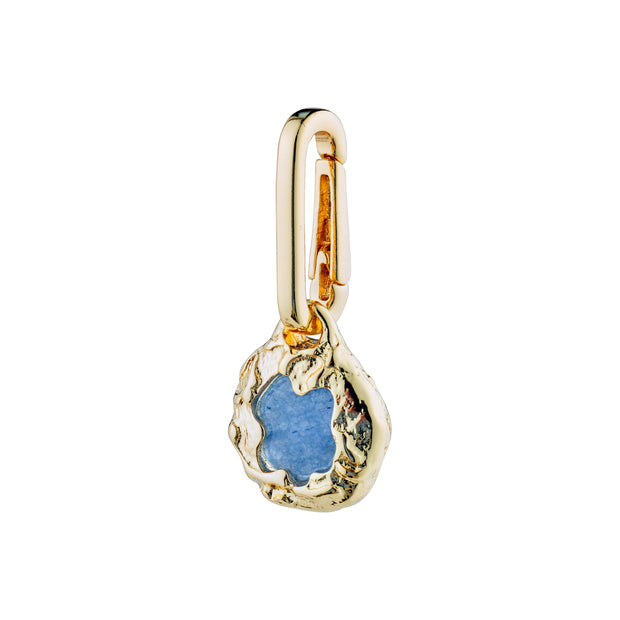 Pilgrim Recycled Natural Blue Charm Pendant - Gold Plated
