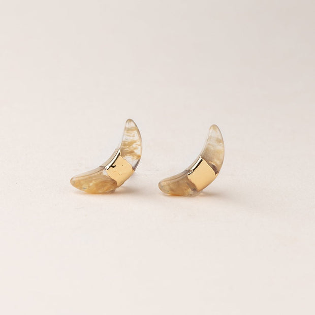 Scout Curated Wears - Earrings Crescent Moon Stud Citrine / Gold