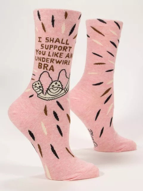 Blue Q - I Shall Support You Like An Underwire Bra Women's Crew Socks
