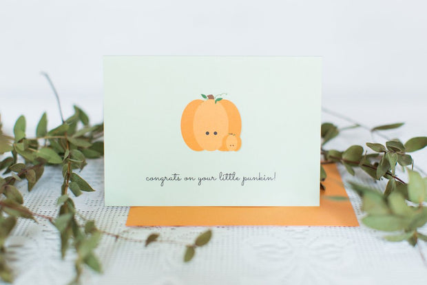 Halifax Paper Hearts Card - Congrats On Your Little Punkin!
